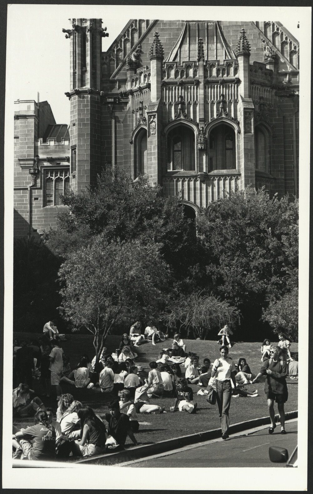 Students Sitting on Lawn in Front of Western Side of MacLaurin Hall