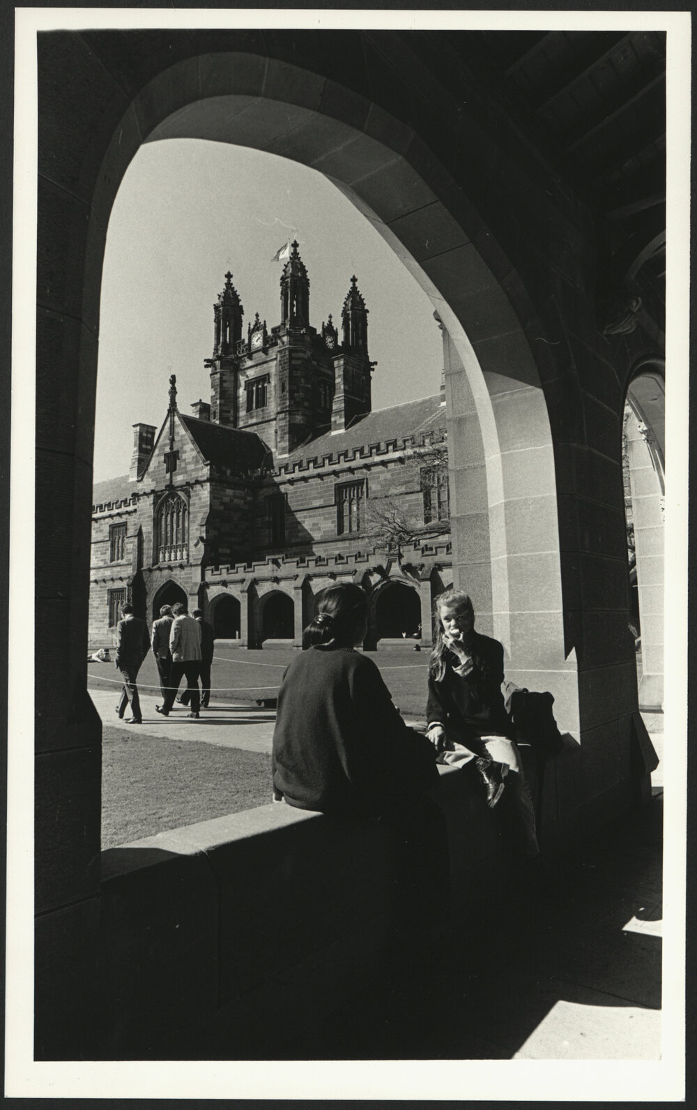 Students Sitting in the Quad Cloisters