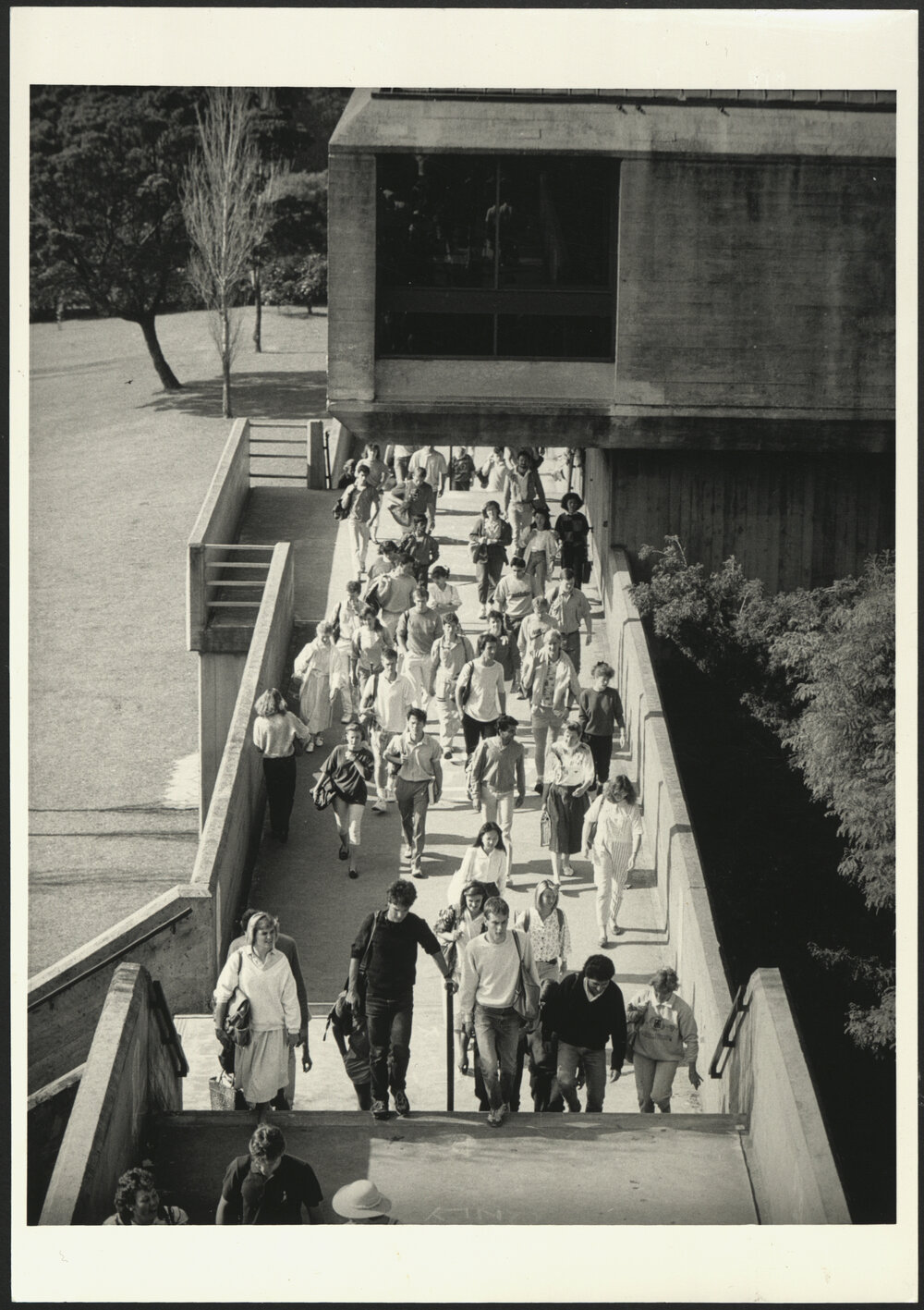 Students on Raised Walkway from Biochemistry to Wentworth Building