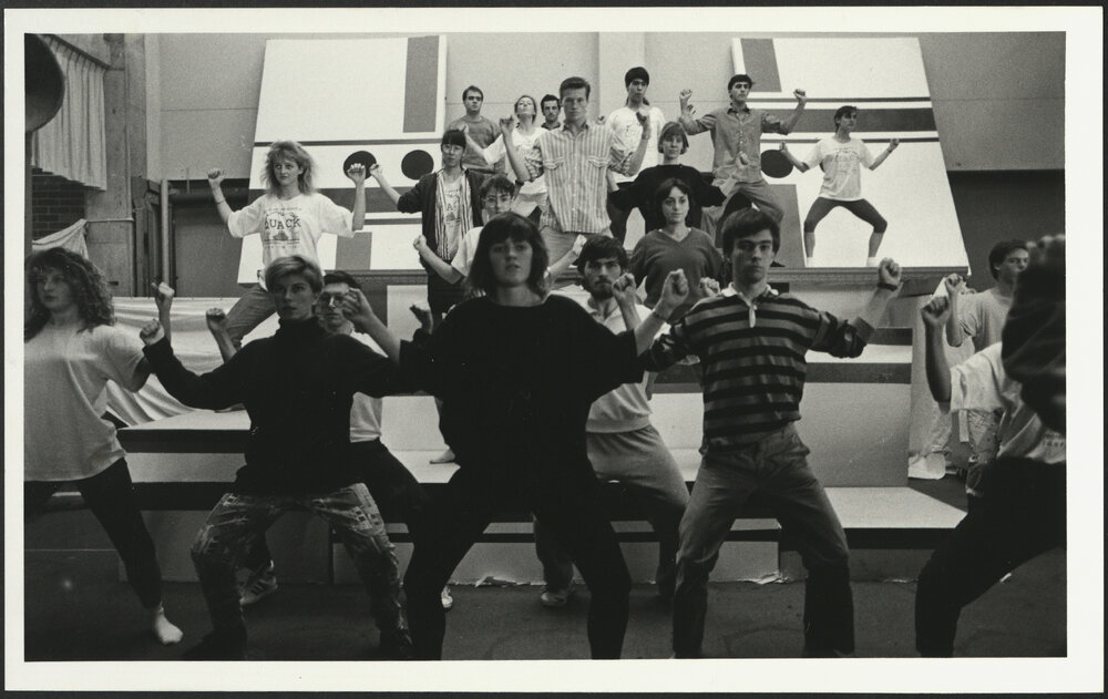 1987 Architecture Revue Students Rehearse for 'Je Ne Sais Quack' Performed at the Footbridge Theatre