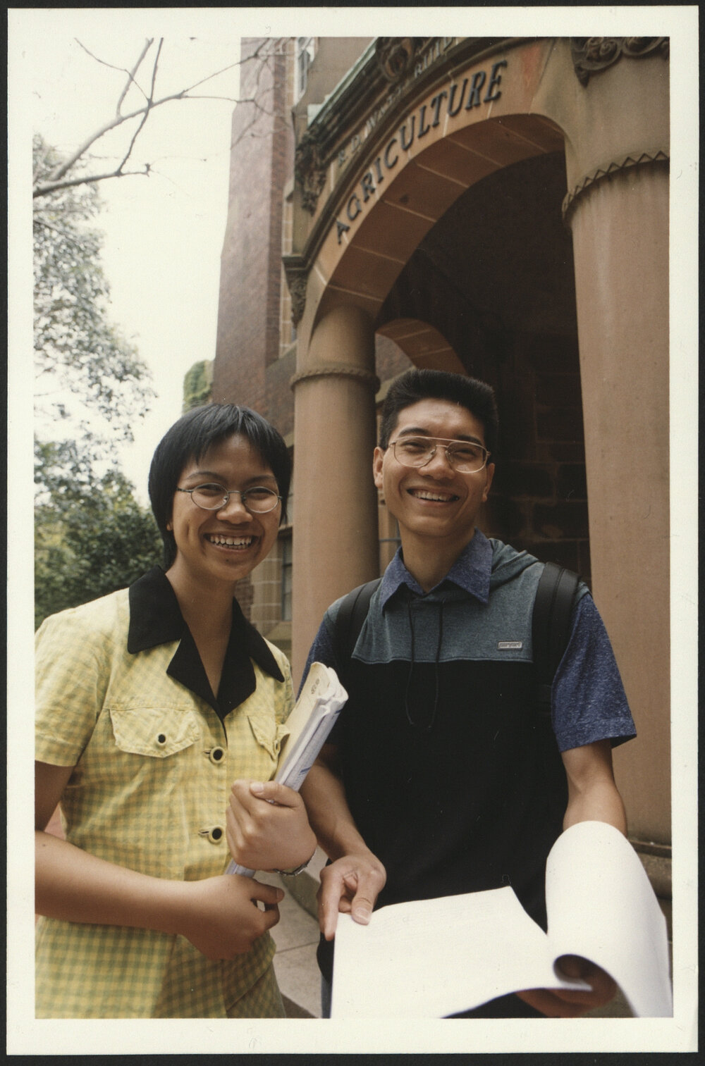 Vietnamese Agricultural Economics Students Tran Thi Hai (L) and Huu Chi Truong Outside the Agriculture Building