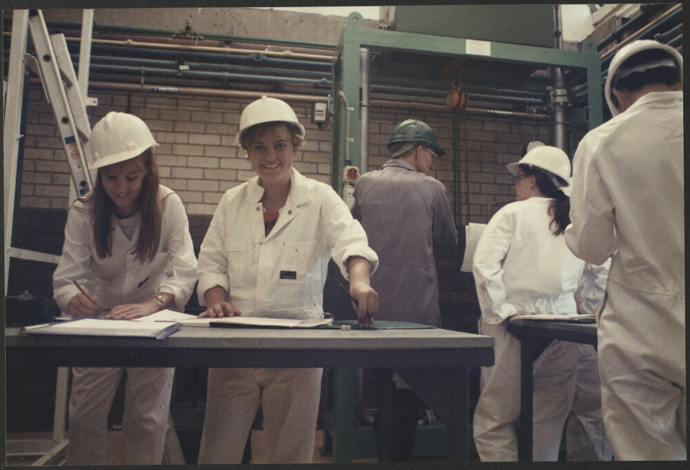 Engineering Students in Workshop Wearing Protective Clothing
