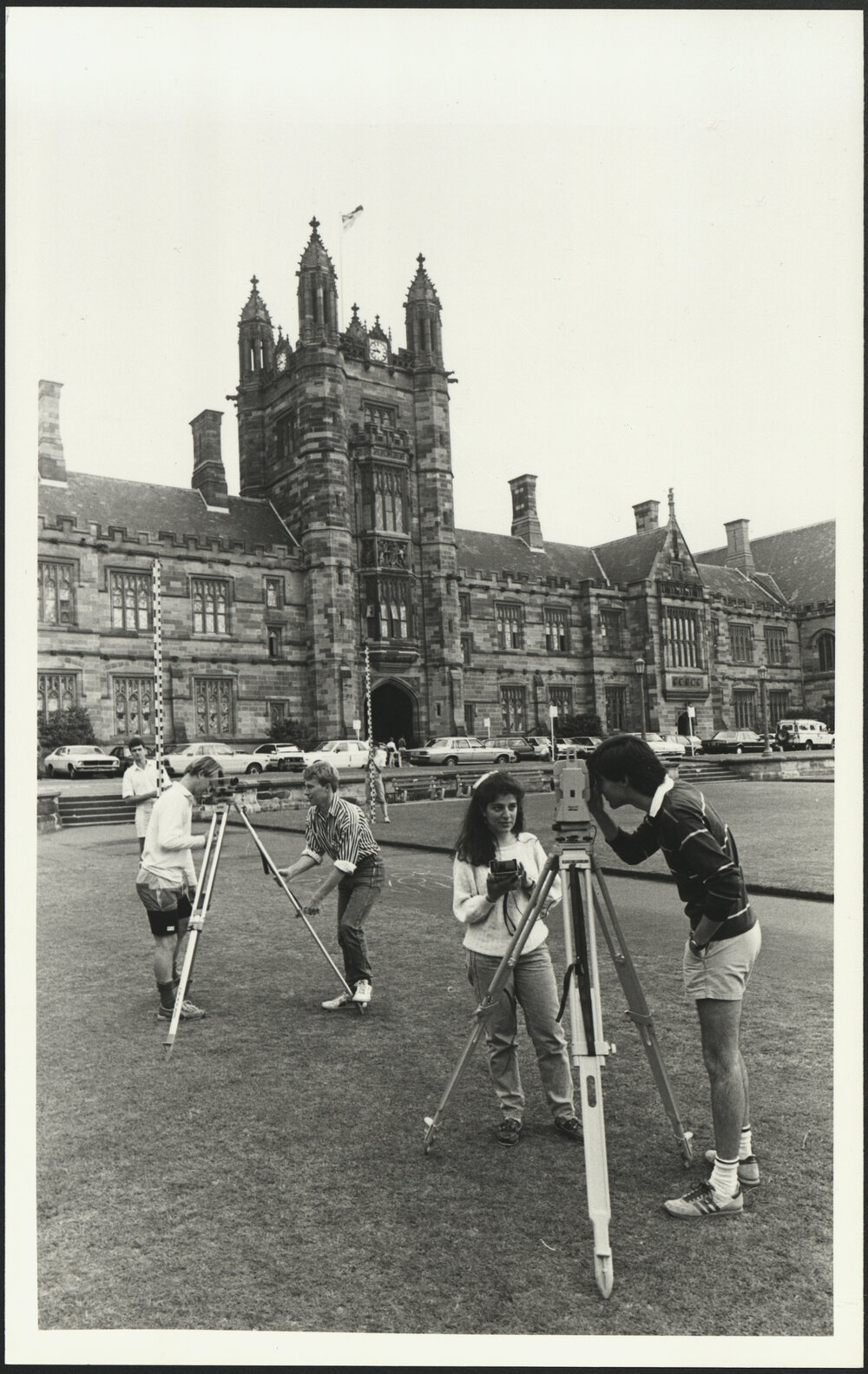 Surveying Students, Front Lawn