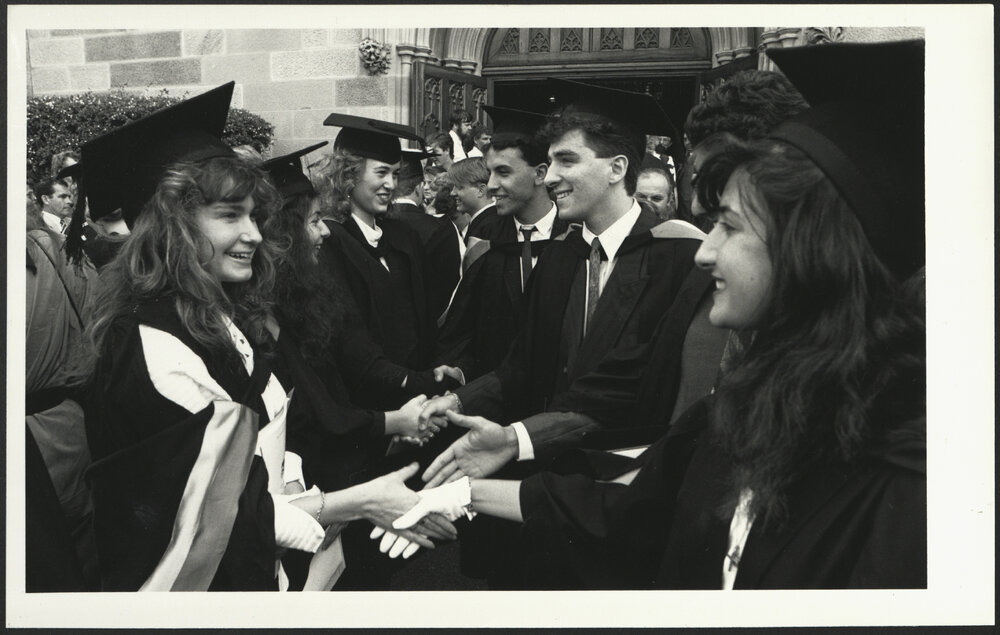 Pharmacy Graduation March 1988 Graduates Congratulating Each Other