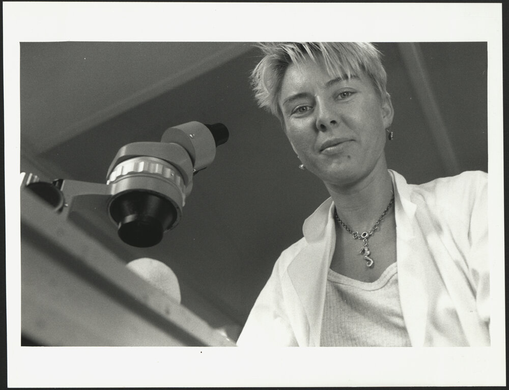 Meri Peach, Top Third Year Science Student  with Microscope