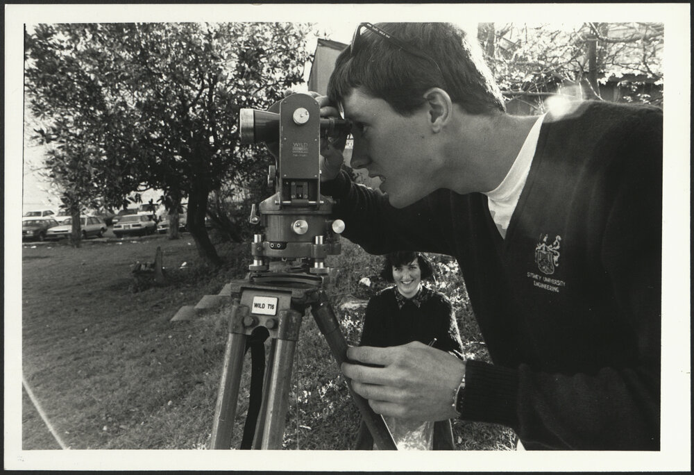 Engineering Students Surveying on University Campus
