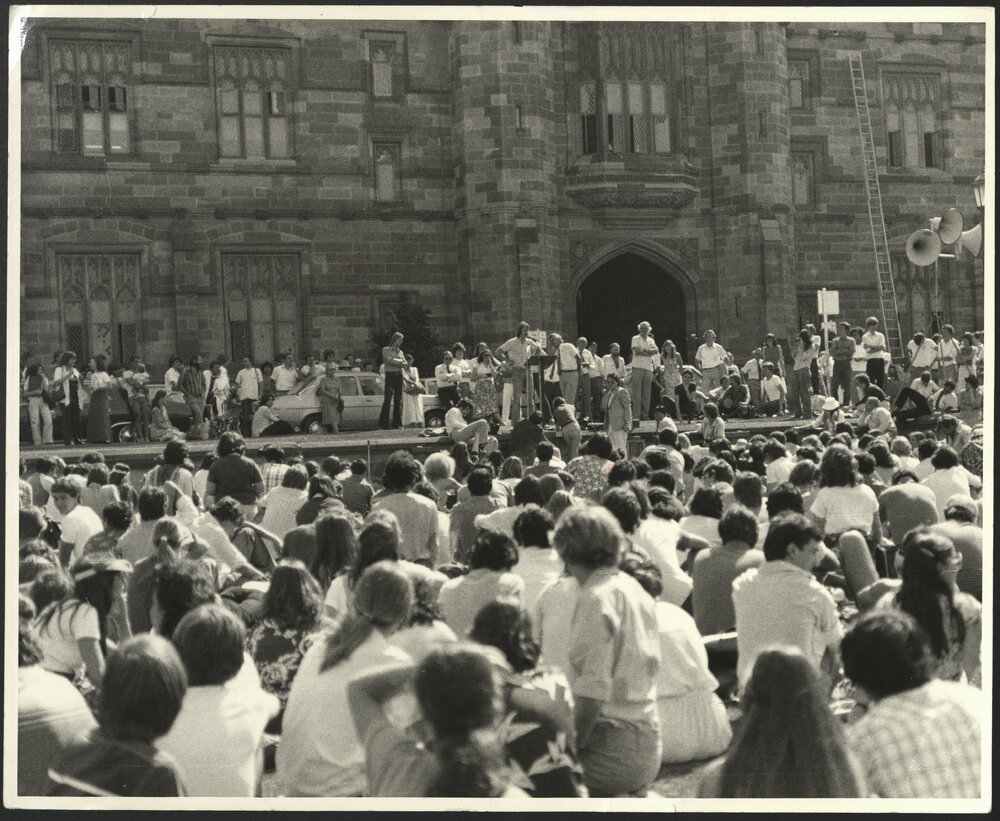 Front Lawn Meeting During a Student Protest