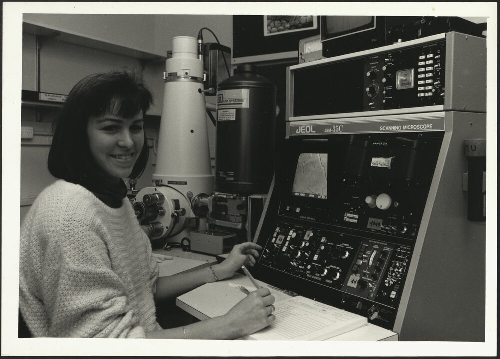 Biology Equipment - A Senior Student of Staff at the Scanning Microscope JEOL JSM-35C