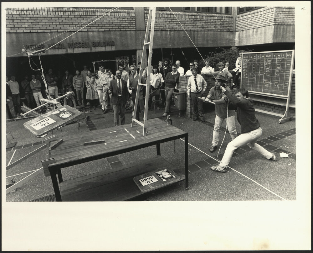 Civil Engineering Design Competition - Students Undertaking Experiment Outside Peter Nicol Russell Building