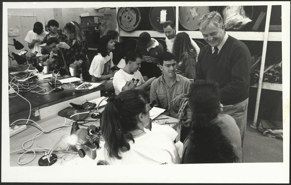 Crop Sciences Students in Laboratory with Dennis de Kantzow, Lecturer