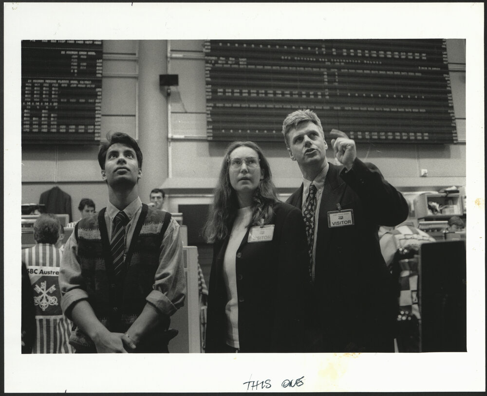 Professor Michael Aitken, Finance, with Honours Students on the Floor of the Sydney Stock Exchange