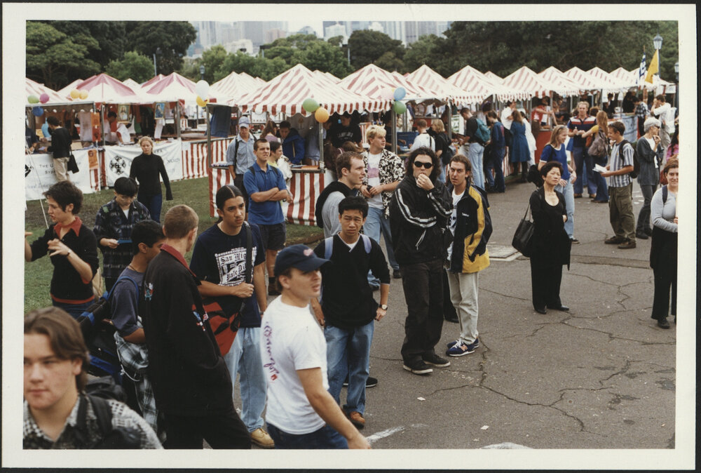 Students and Stalls on the Front Lawn During Orientation/O-Week 1999