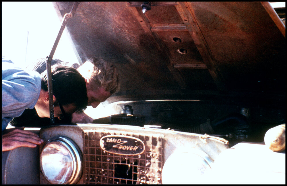 Tony Nicholls and Derek Anderson Working on Car in the Northern Territory
