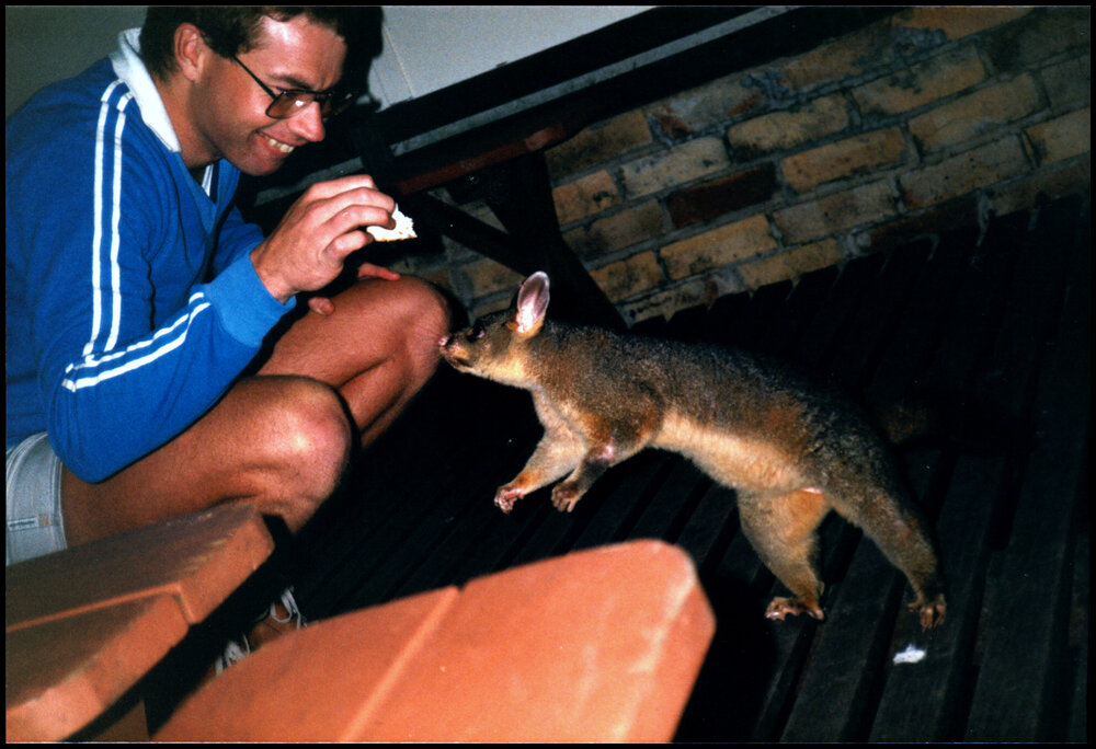 Andrew Ford with Possum at Warrah