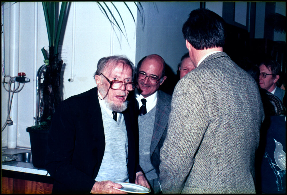 Prof. Smith-White and John Thomson at John Thomson's Farewell Dinner