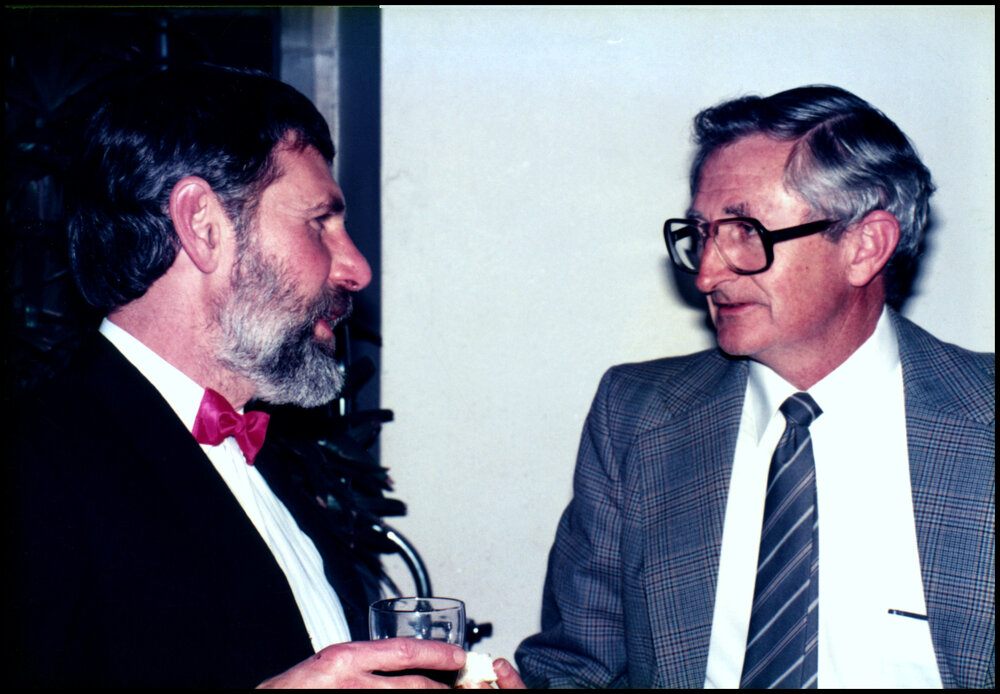 Chris Gillies and Bob MacIntosh at John Thomson's Farewell Dinner