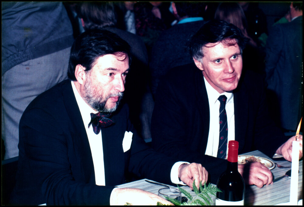 Des Hewitt and Frank Nicholas at John Thomson's Farewell Dinner