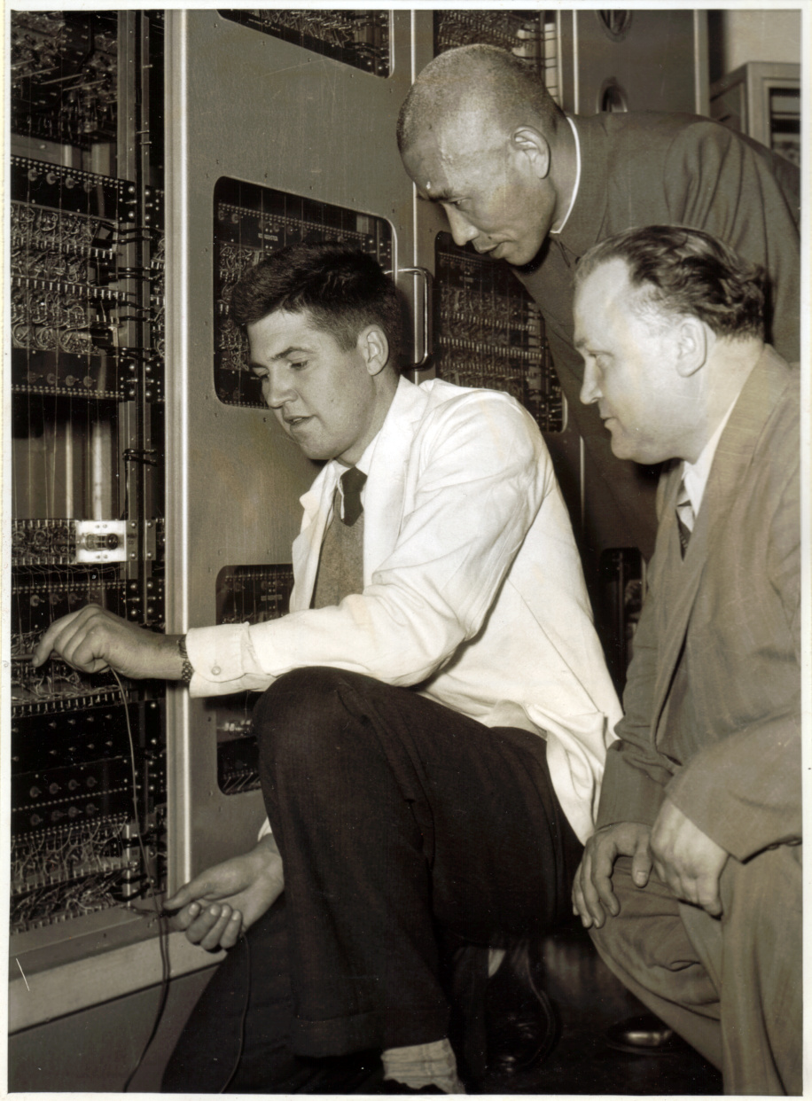 Visitors Watching the Installation and Testing of the Machine