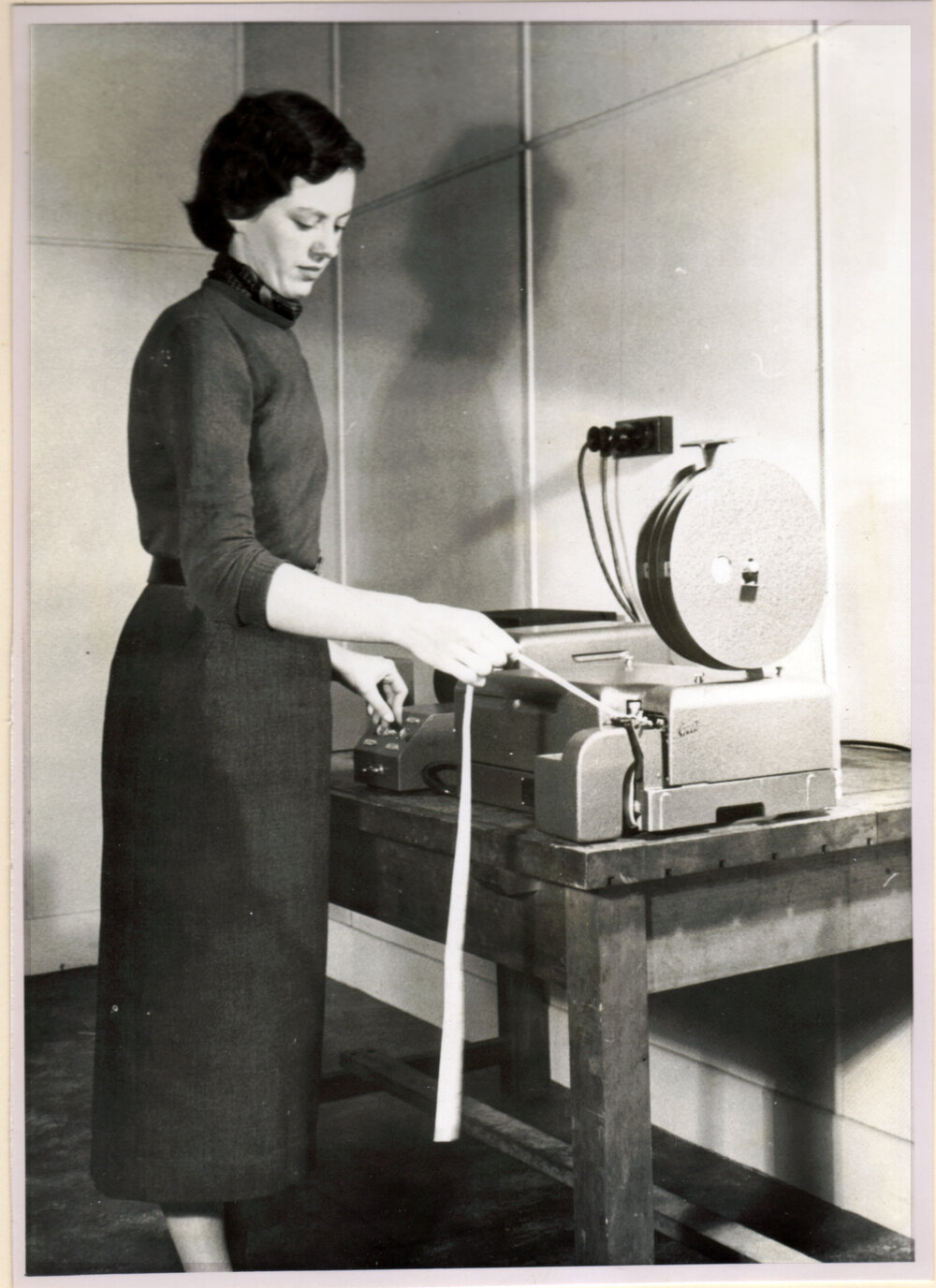 Program Librarian Judith Ogilvie with Preparing Tape for SILLIAC