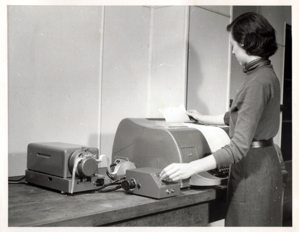 Program Librarian Judith Ogilvie with Preparing Tape for SILLIAC