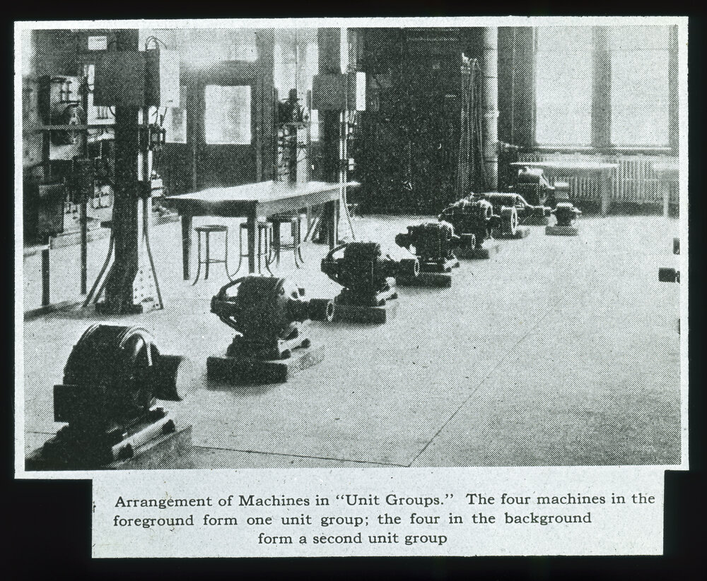 Arrangement of Engineering Machines in Unit Groups