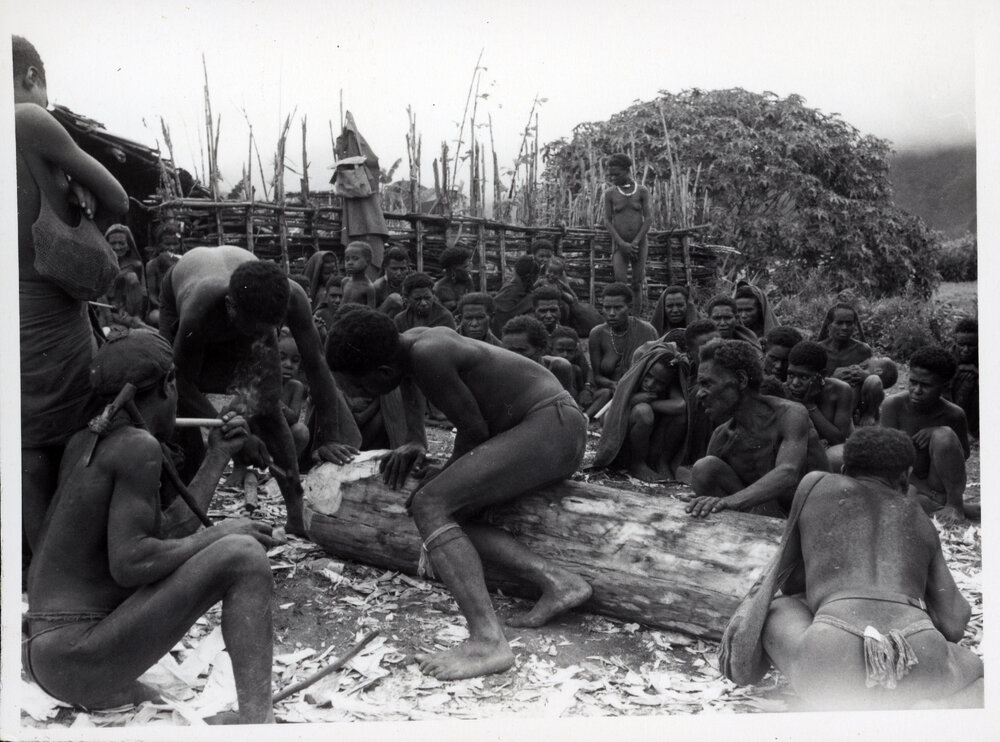 Group Gathered Around Log