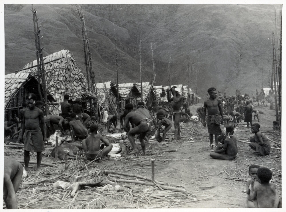 Group Preparing Pigs for Ceremony