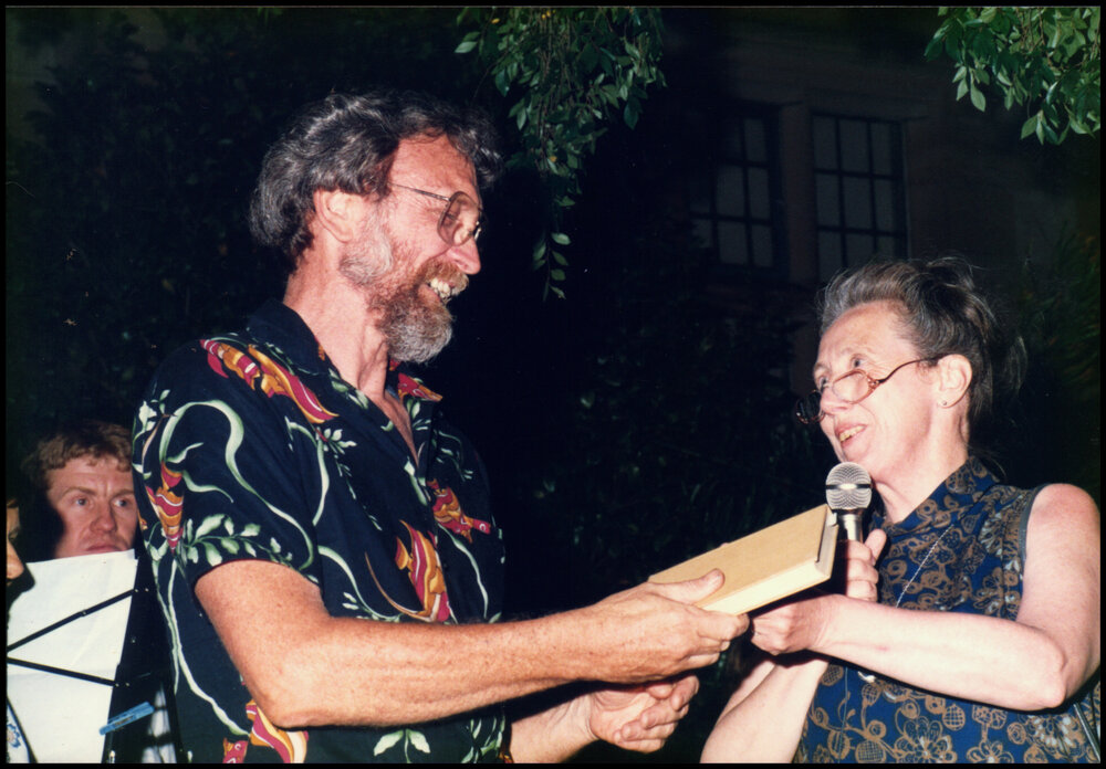 Helen Hewson Presenting Roger Carolin with a Gift at his Farewell