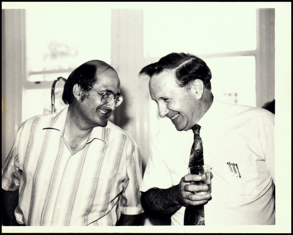 John Thomson and Don Anderson at the Biological Sciences Christmas Party