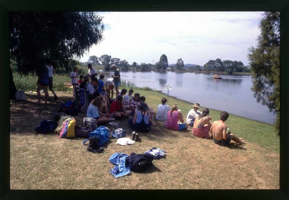 Students on Raft in Dam, Camden
