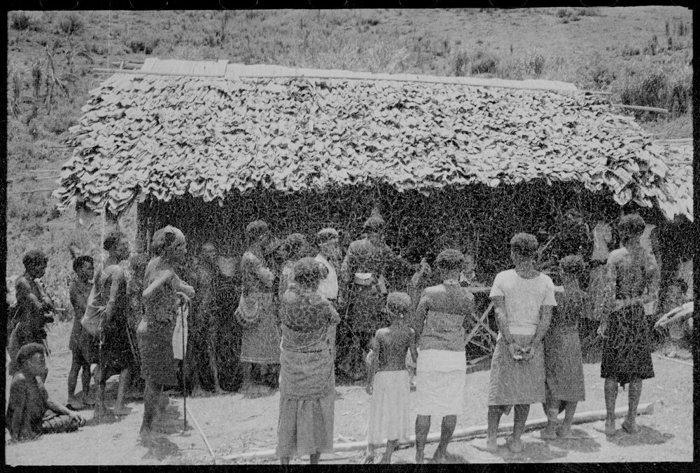 Group Gathered Outside a Building