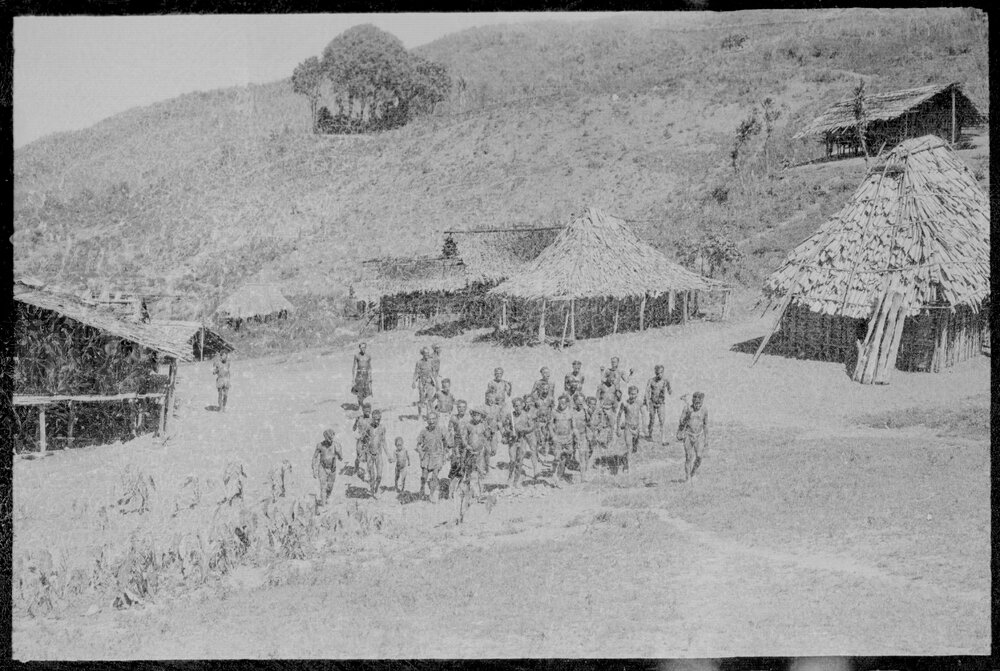Group Gathered Outside Buildings