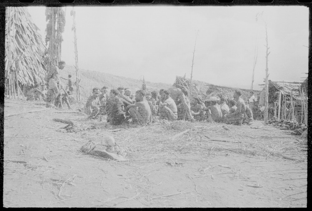 Group Gathered Outside a Building