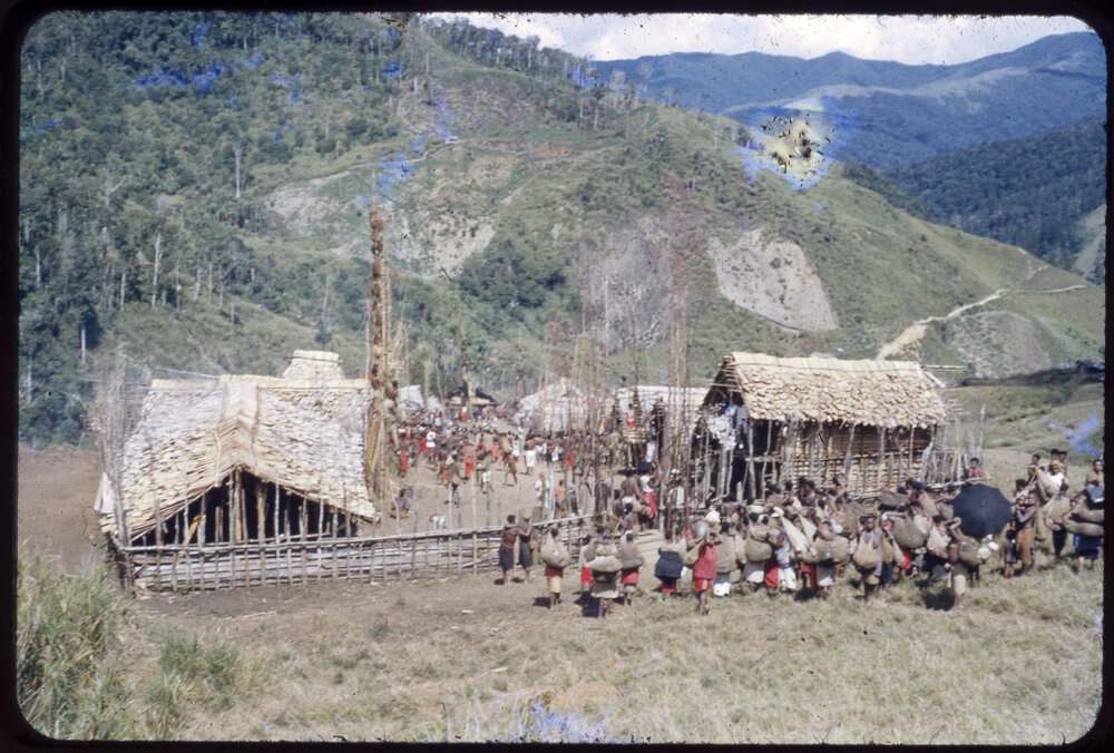 Crowd Preparing for a Ceremony