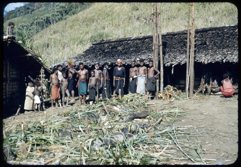 Group Standing with Slaughtered Pigs