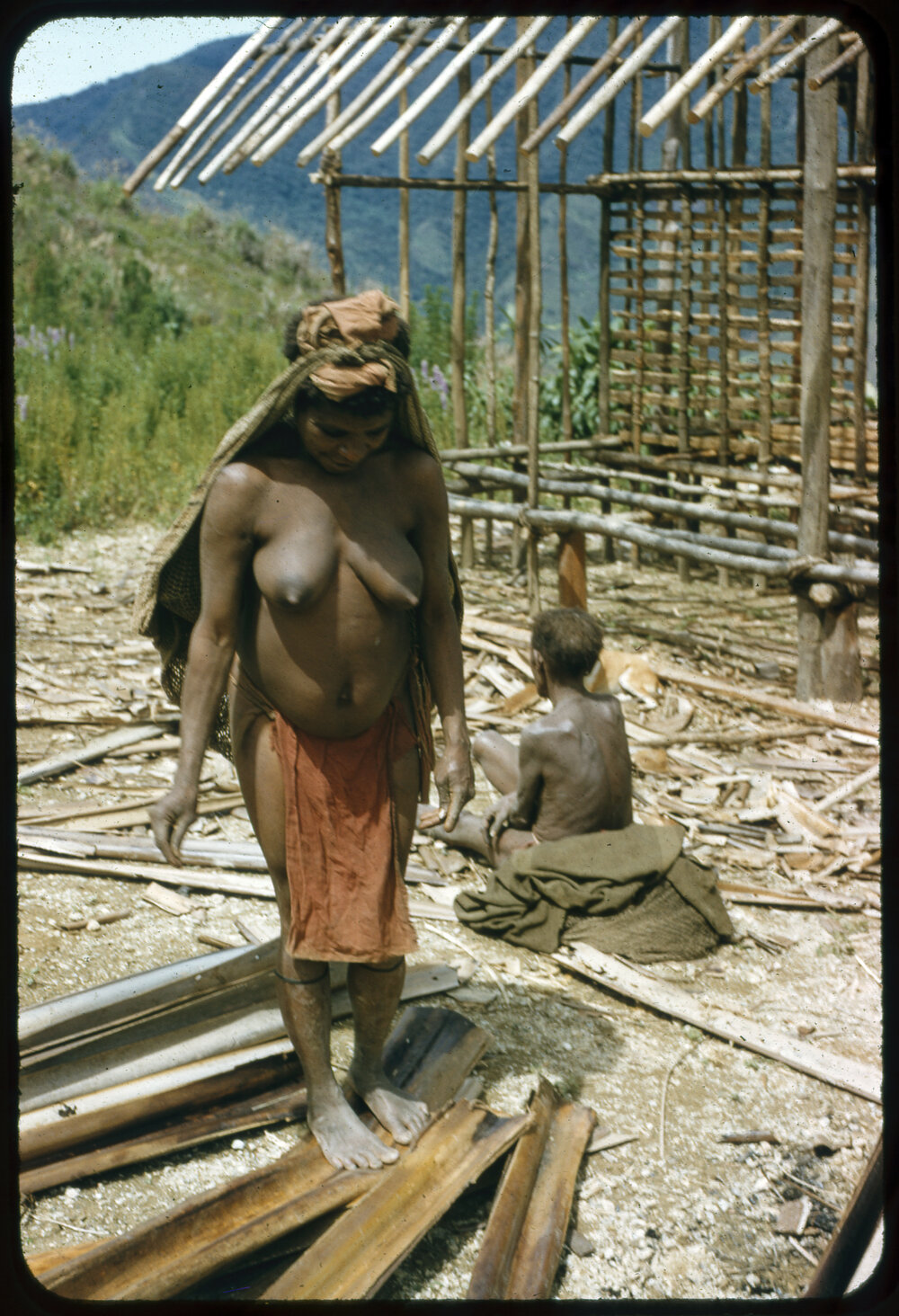Woman Standing Before a Partially Constructed Building