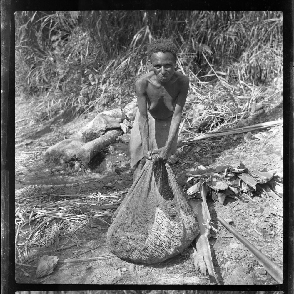 Woman with Net Bag of Vegetables