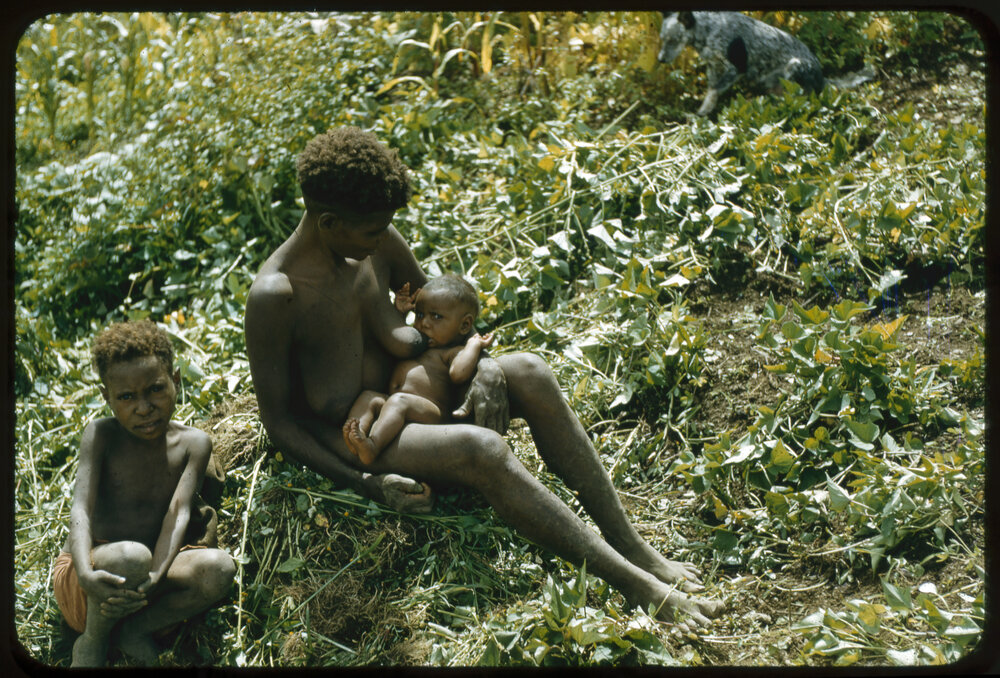 Woman Sitting with Two Children