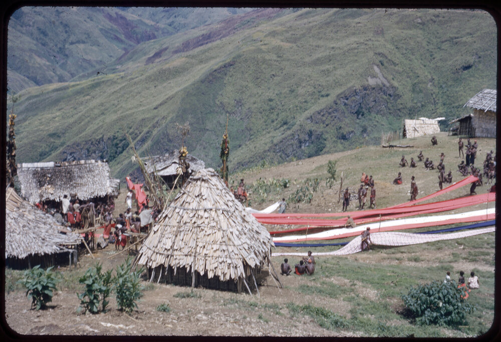 Mountainside Village with Lengths of Cloth