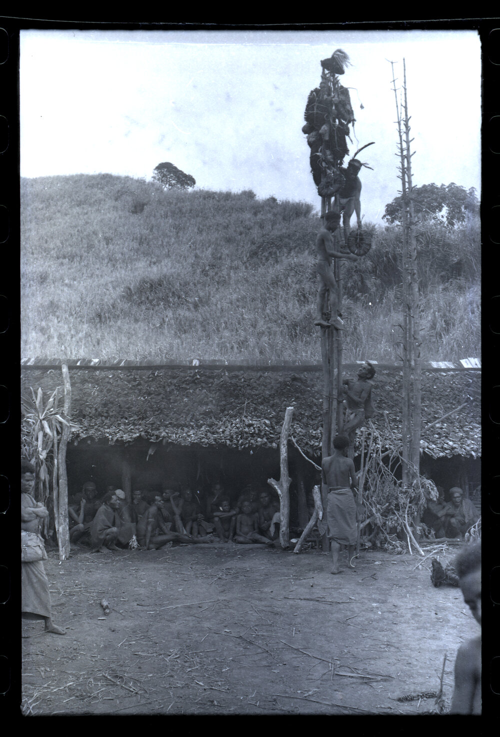 Men Climbing Food Pole
