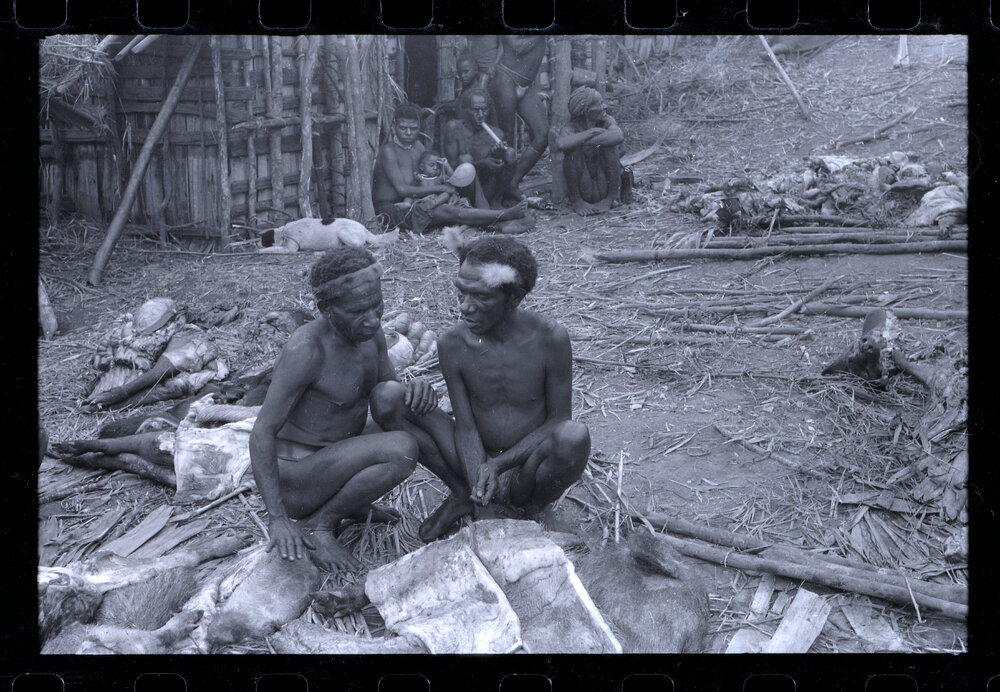 Group Sitting with Butchered Pigs