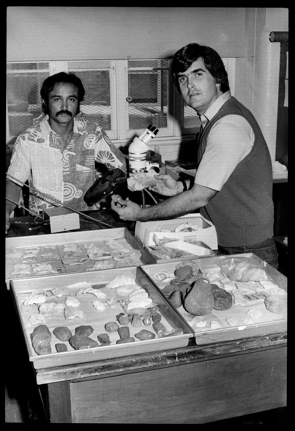 Mike Fleming and John Craib with Pottery Fragments from Excavation in the Marianas