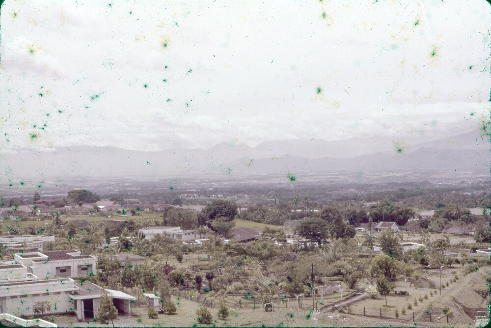 View Across Village, with Mountains in Background