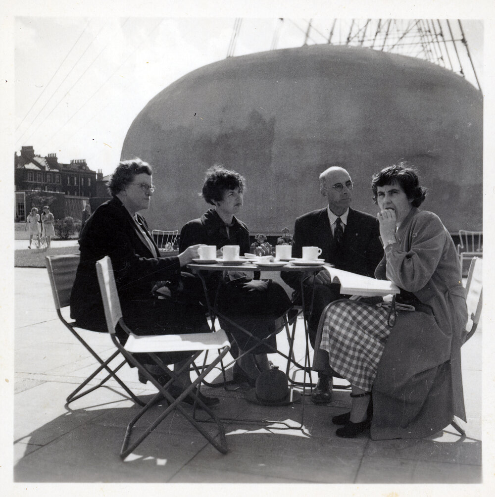 Group at Outdoor Caf&eacute;, Margaret McArthur Sitting Far Right