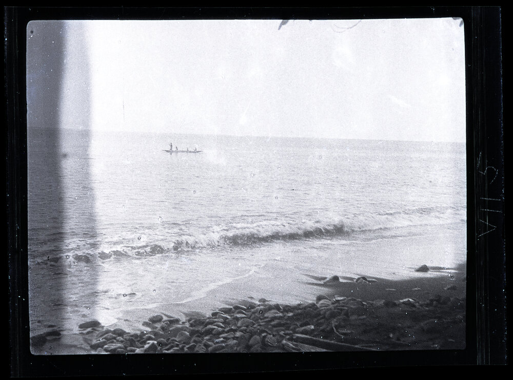 [Manum Island, New Guinea] Canoes Going out to get Crabs Carried by the Flotsam Brought Down from the Mainland Rivers