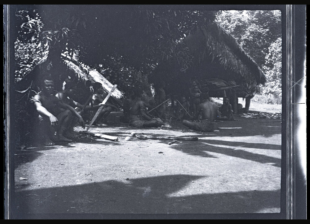 [Manum Island, New Guinea] Men in Wandama&rsquo;s Place Making Gaurama for a Big Canoe