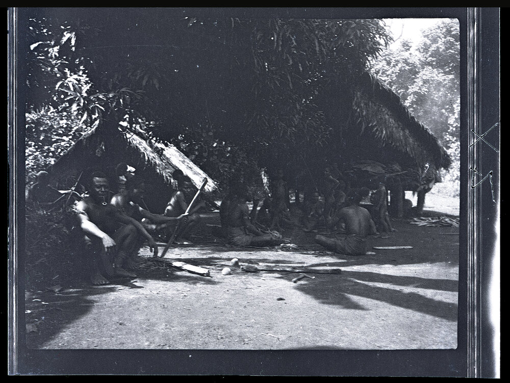 [Manum Island, New Guinea] Men in Wandama&rsquo;s Place Making Gaurama for a Big Canoe