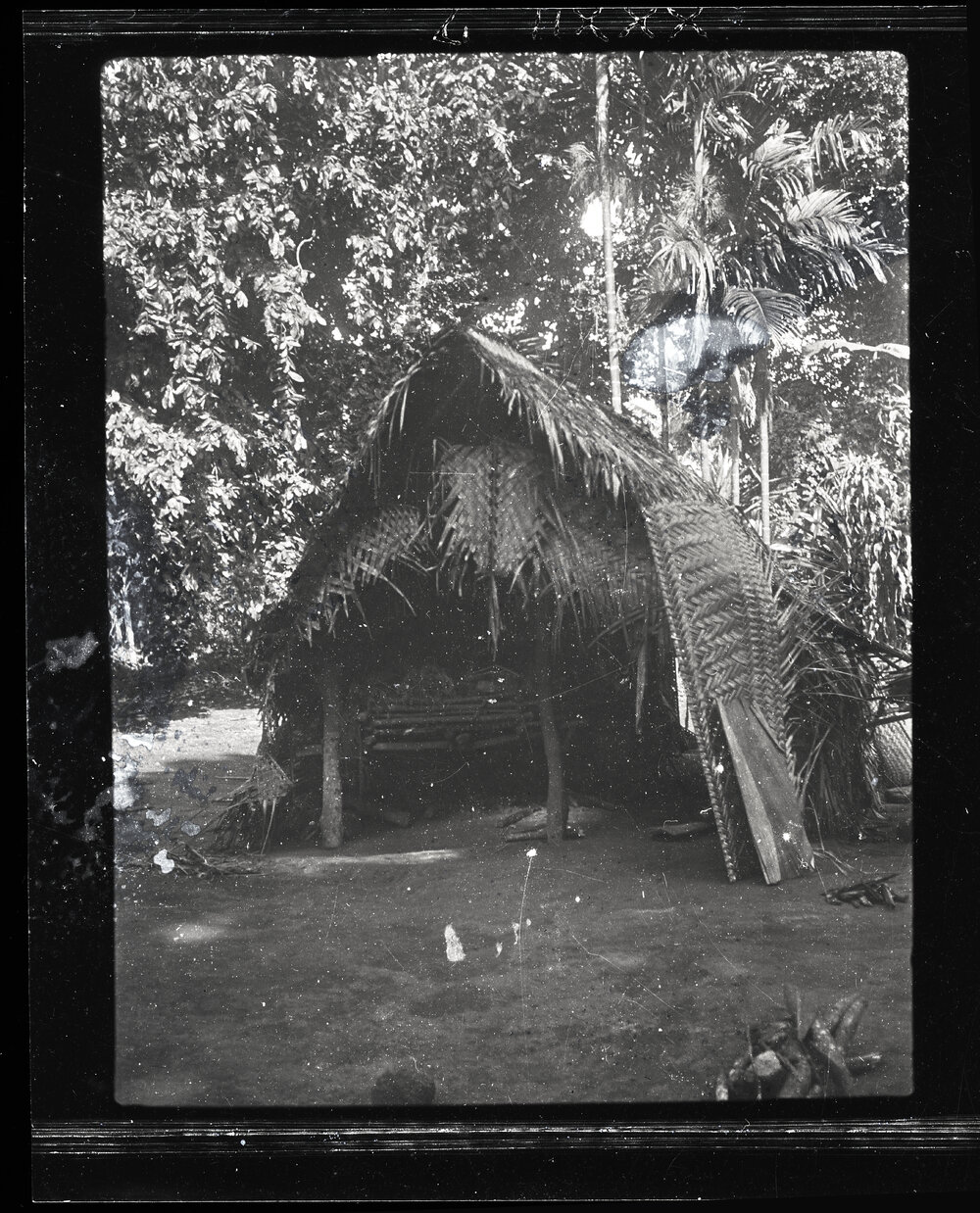 [Manum Island, New Guinea] The Back of the Same Hut After the Wall has Been Removed to Make Room for the Mourners