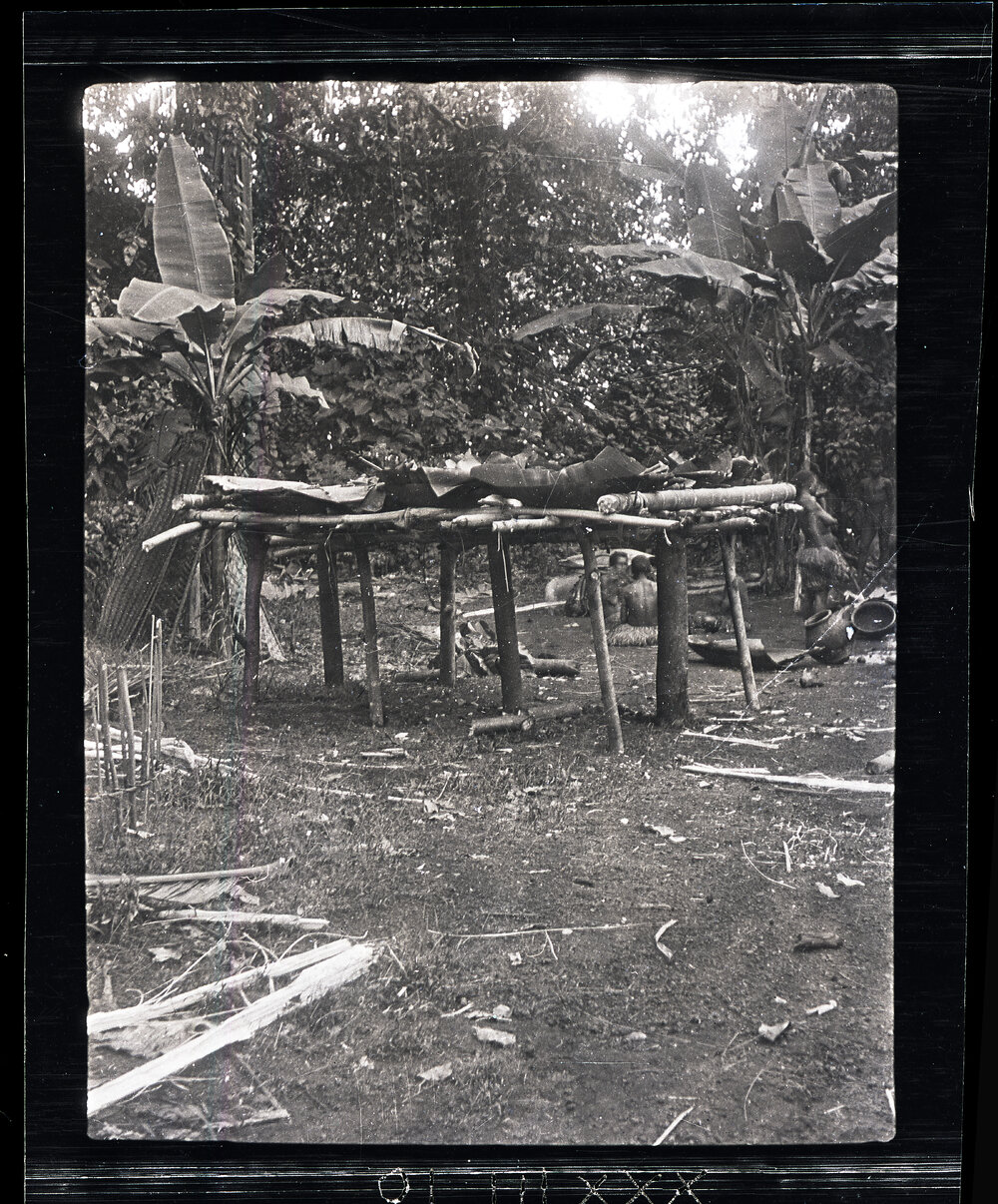 [Manum Island, New Guinea] The Platform on Which Some of the Plates of Food are Laid