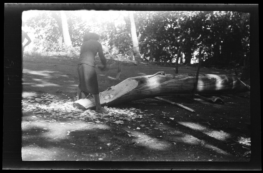 [Manum Island, New Guinea] Mamboti Working on his new Canoe